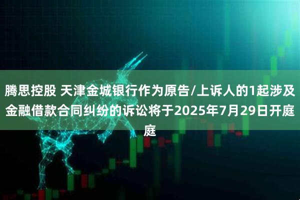 腾思控股 天津金城银行作为原告/上诉人的1起涉及金融借款合同纠纷的诉讼将于2025年7月29日开庭